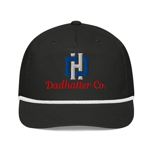 Black and white DHC Golf Rope Hat showing five-panel crown and rope detail
