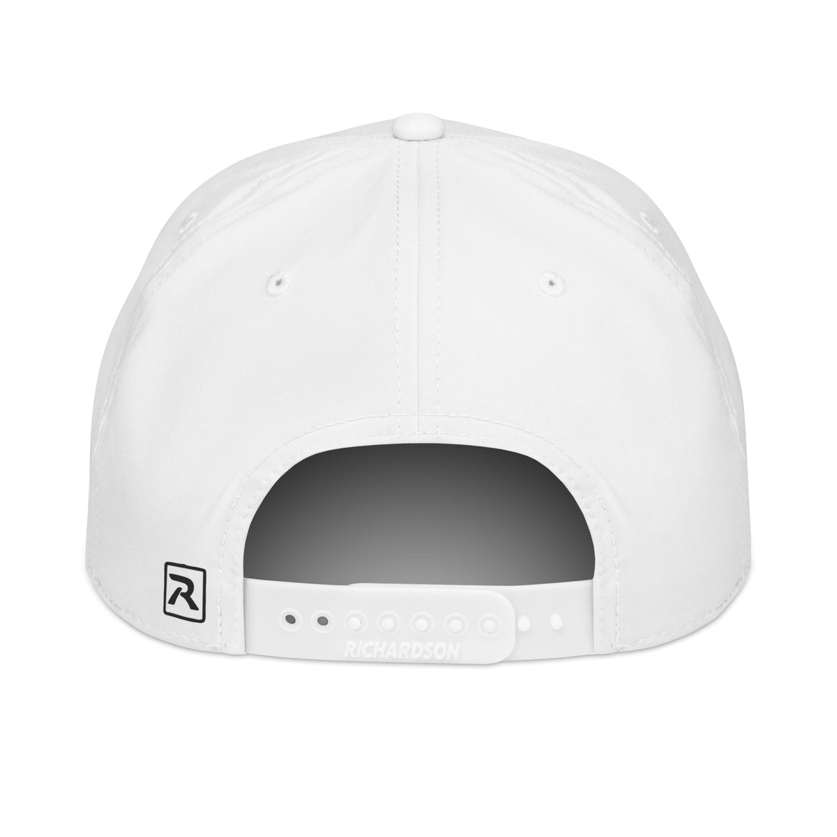 White and black Dadhatter Signature Rope Hat, back view