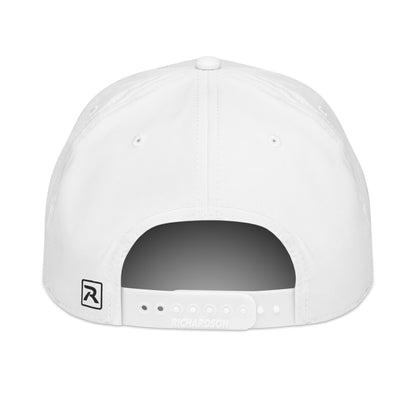 White and black Dadhatter Signature Rope Hat, back view