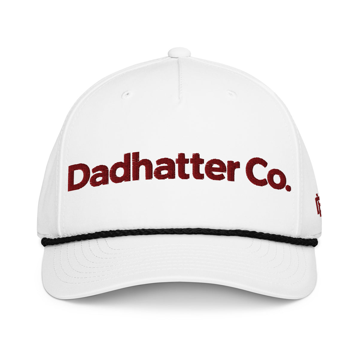 White and black Dadhatter Signature Rope Hat, front view