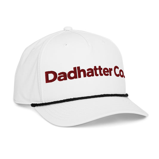 White and black Dadhatter Signature Rope Hat, right front view